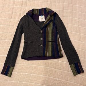 Anthropologie Sparrow Asymmetrical Wool Blend Jacket Blazer | Patchwork | XS